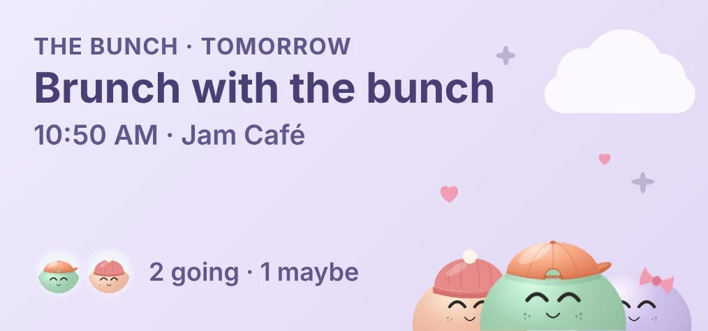 The bunch widget: Brunch with the bunch, 2 going, 1 maybe