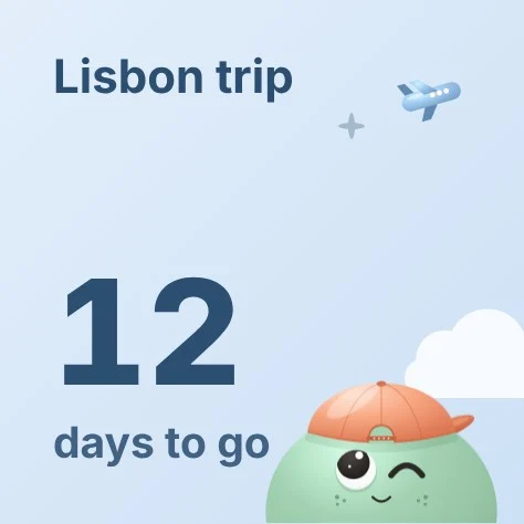 Countdown widget: Lisbon trip, 12 days to go